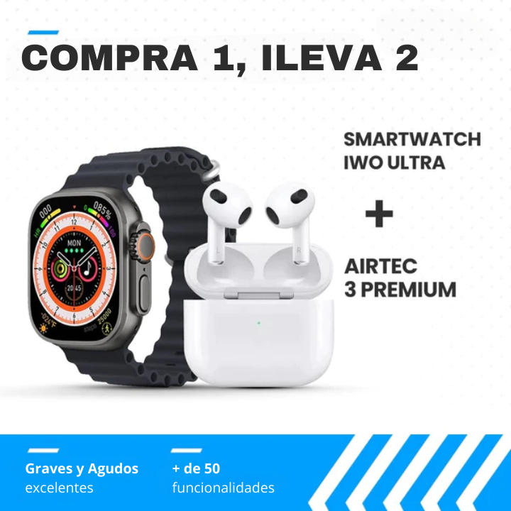 Combo AirTec 3 + Smartwatch Iwo Ultra ¡Compra 1 y llévate 2!